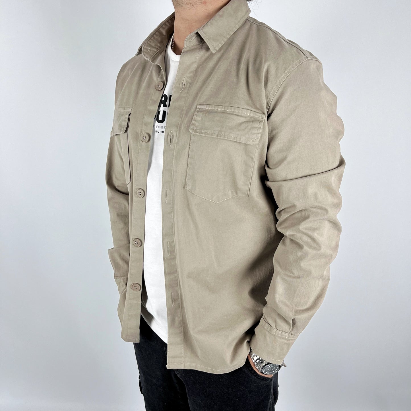 💻 CYBER MONDAY 💻 SOBRECAMISA DE GABARDINA EN COLOR BEIGE