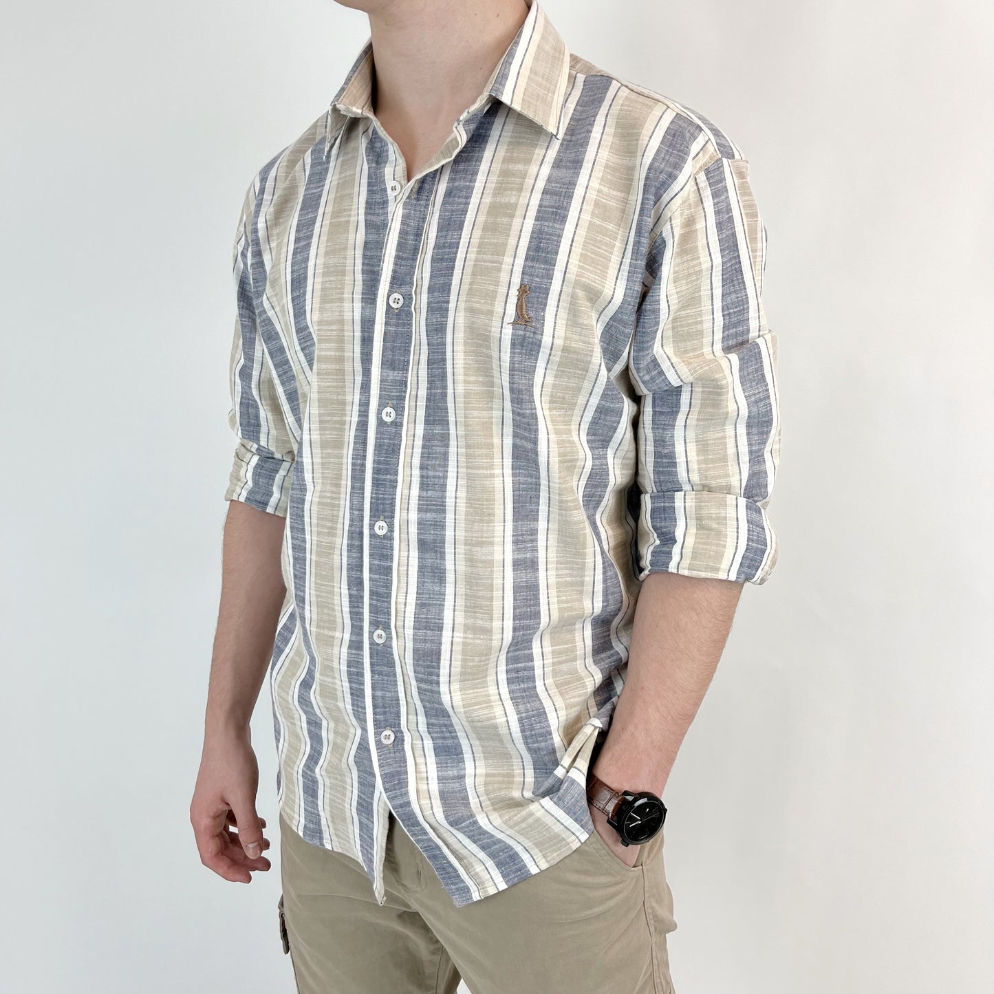 CAMISA A RAYAS TIPO LINO