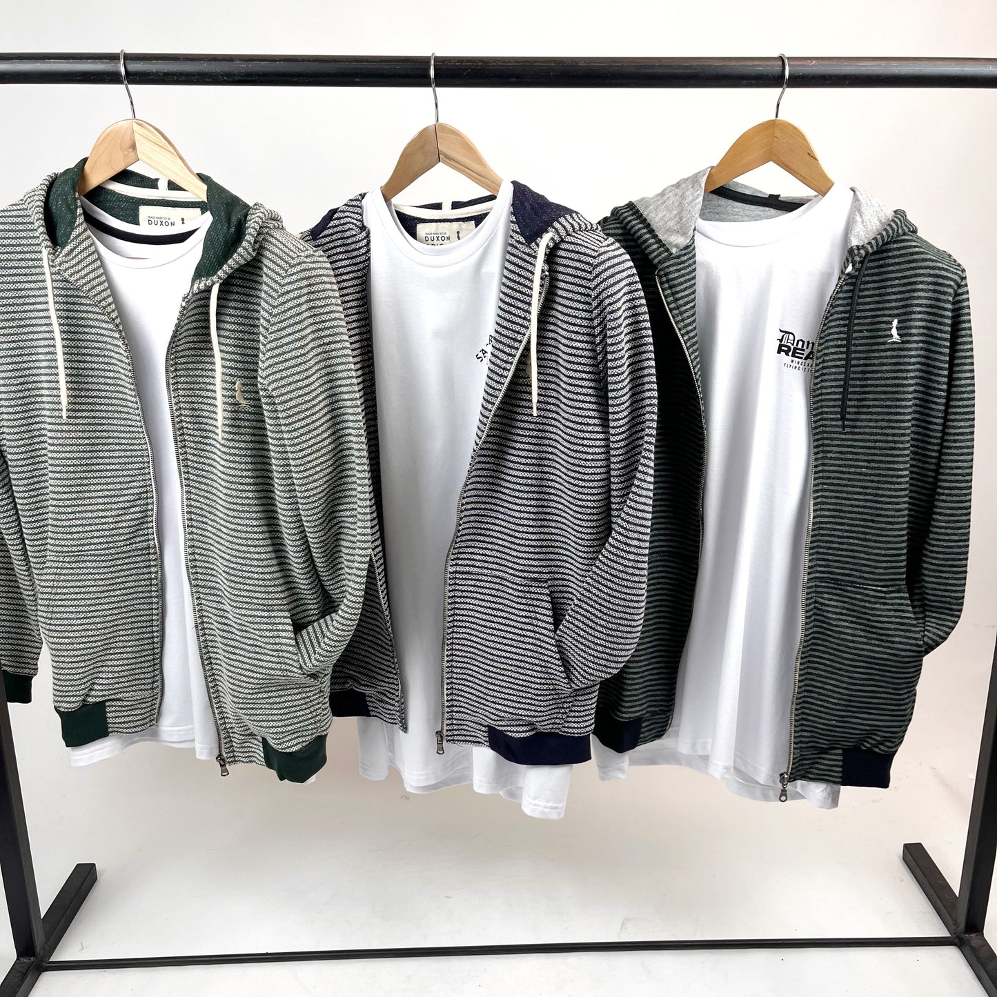 Campera Rústica a rayas verde.