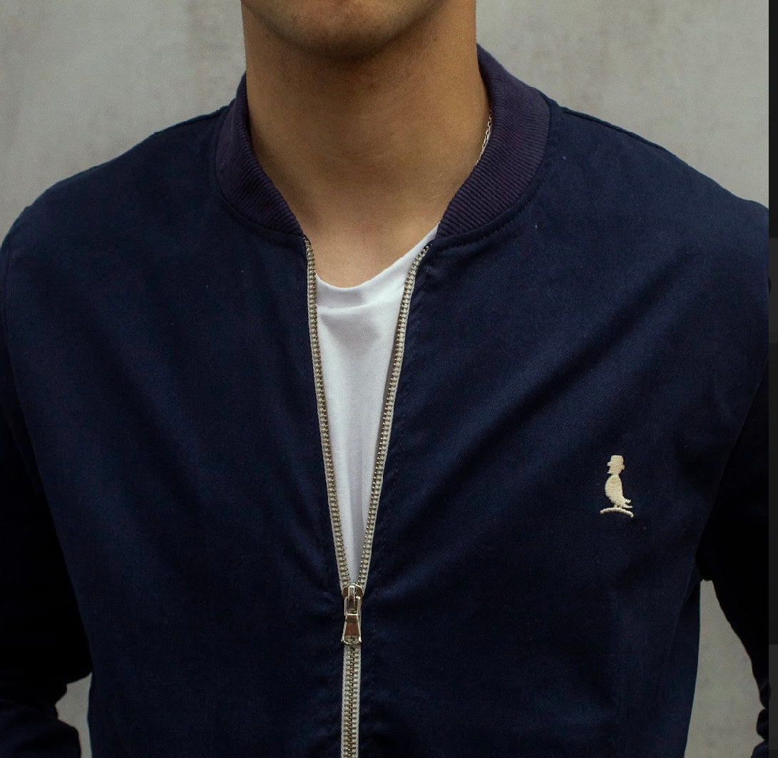 BOMBER ARIZONA DE GABARDINA AZUL MARINO