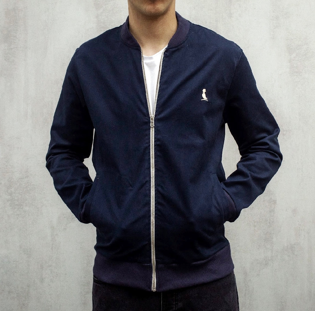BOMBER ARIZONA DE GABARDINA AZUL MARINO