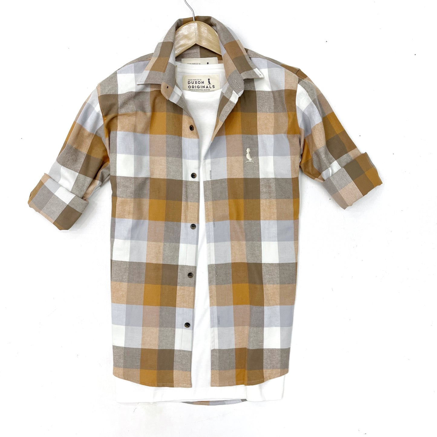 CAMISA A CUADROS TONOS MOSTAZA
