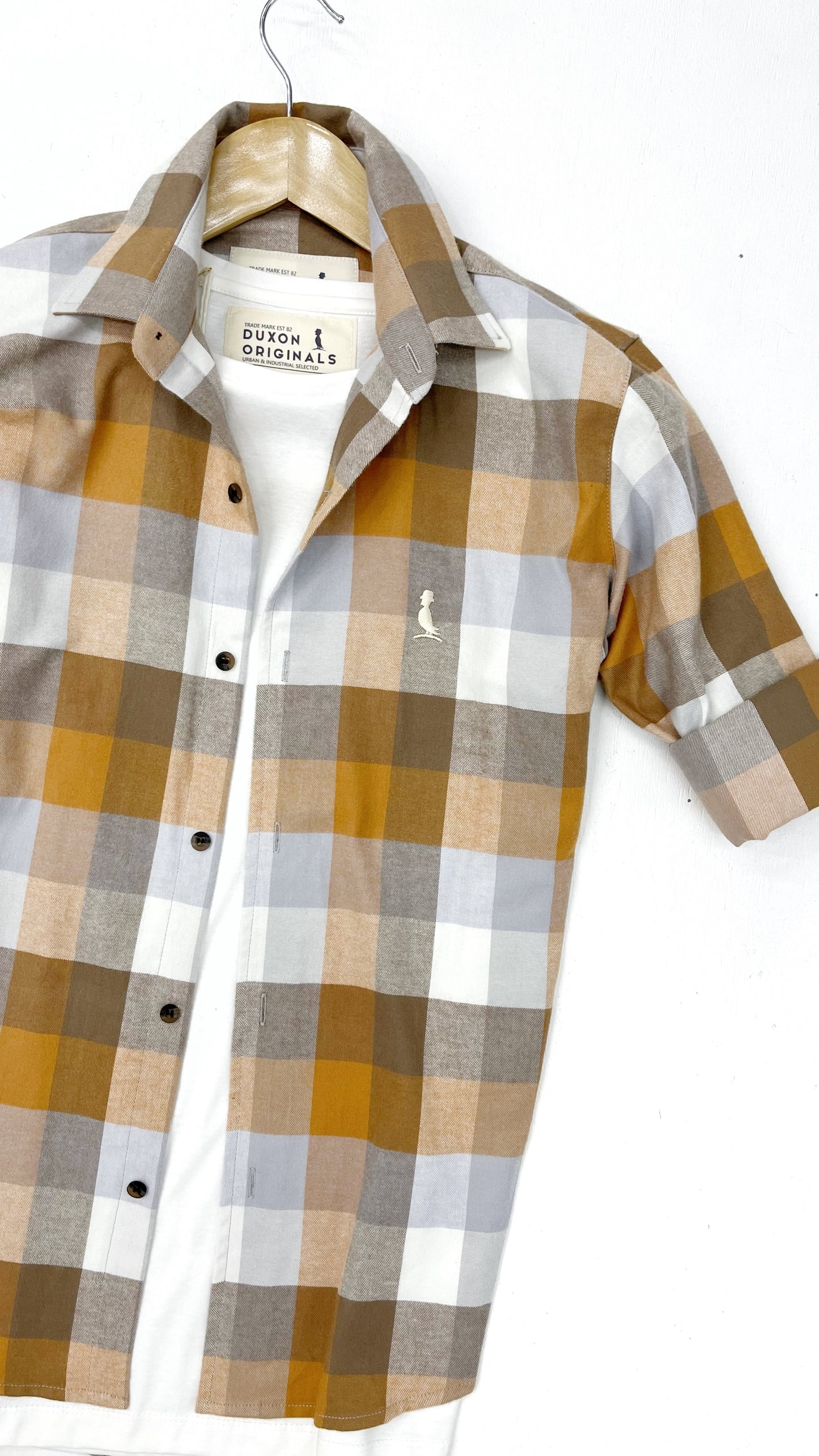 CAMISA A CUADROS TONOS MOSTAZA