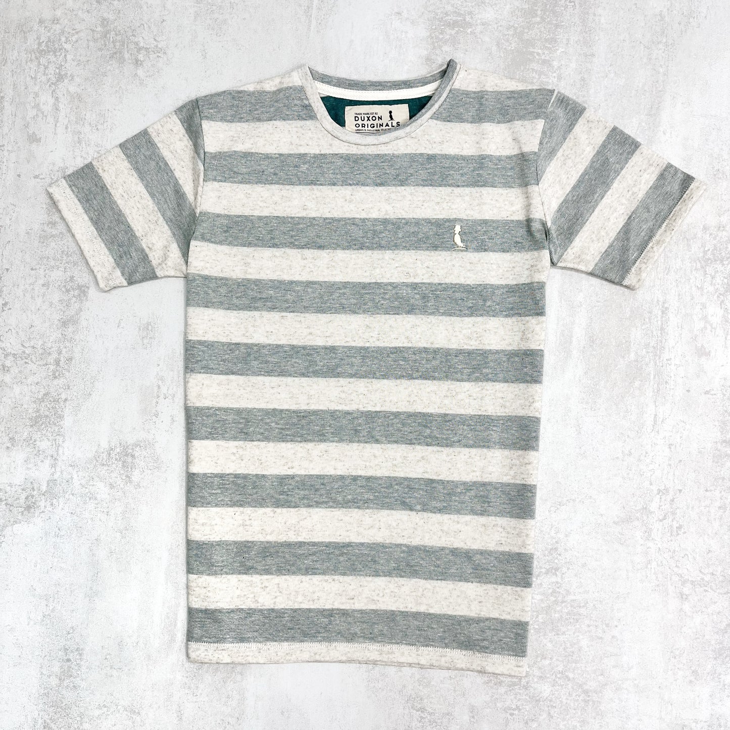 REMERA RAYAS VERDE CLARO JASPEADO EFECTO REVÉS