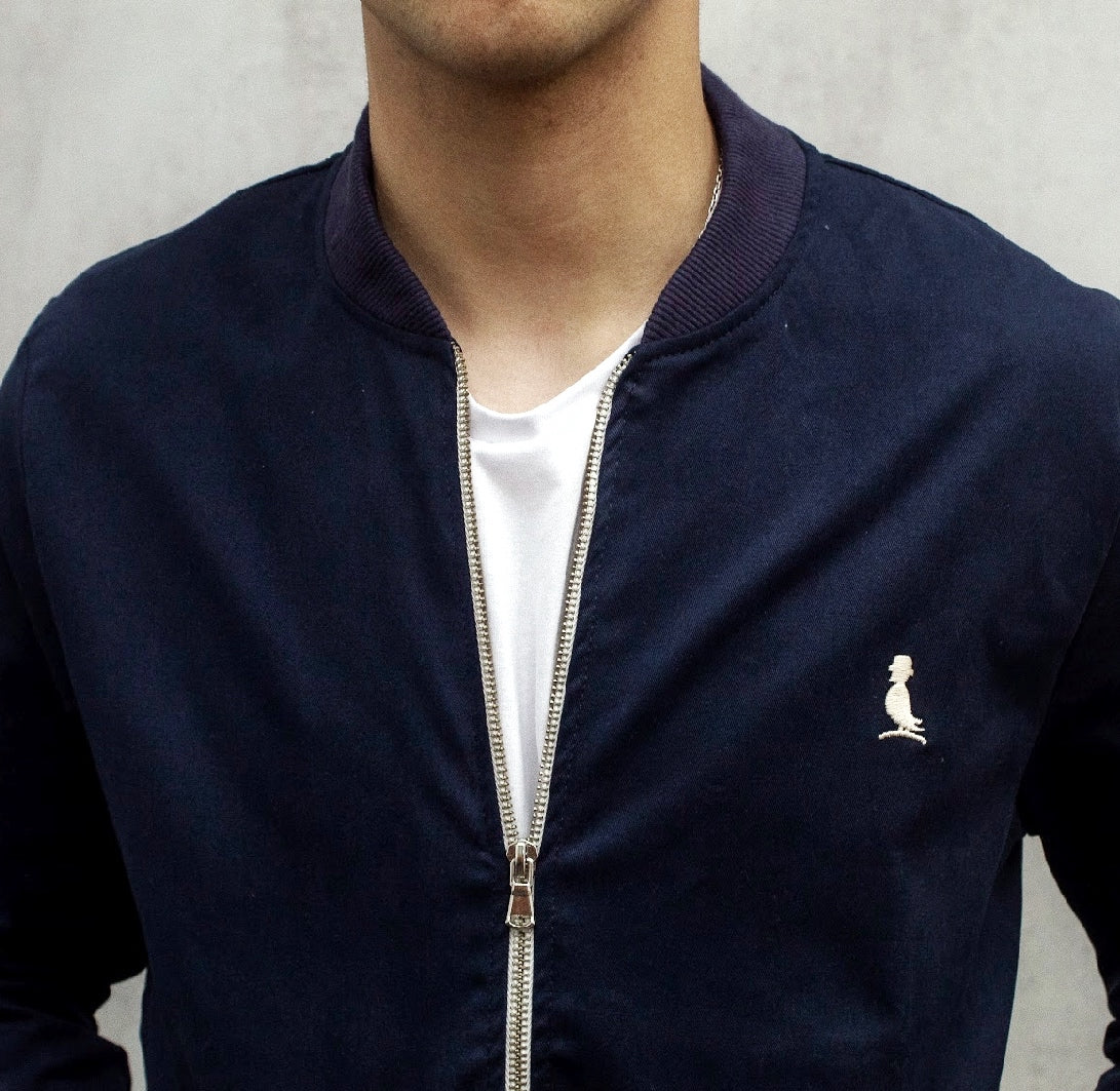 BOMBER ARIZONA DE GABARDINA AZUL MARINO