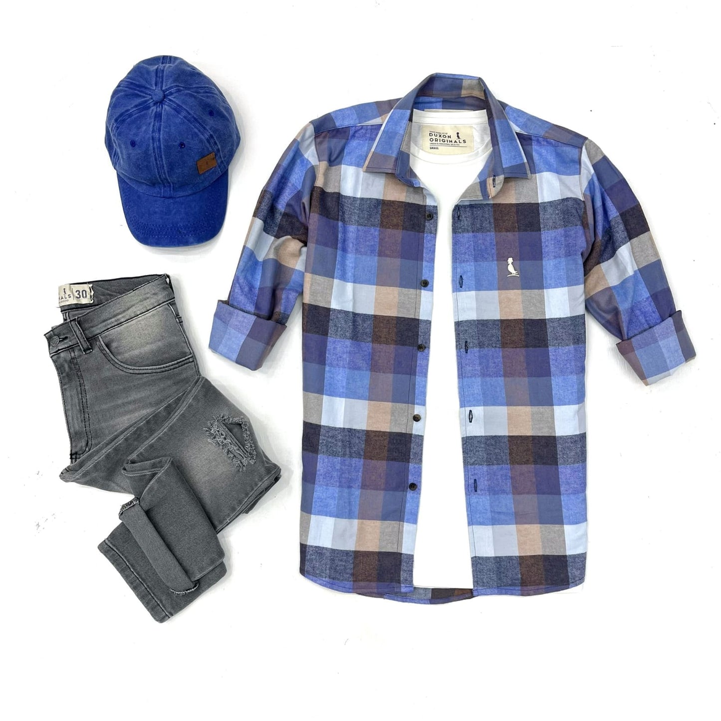 CAMISA A CUADROS AZUL EN TONOS