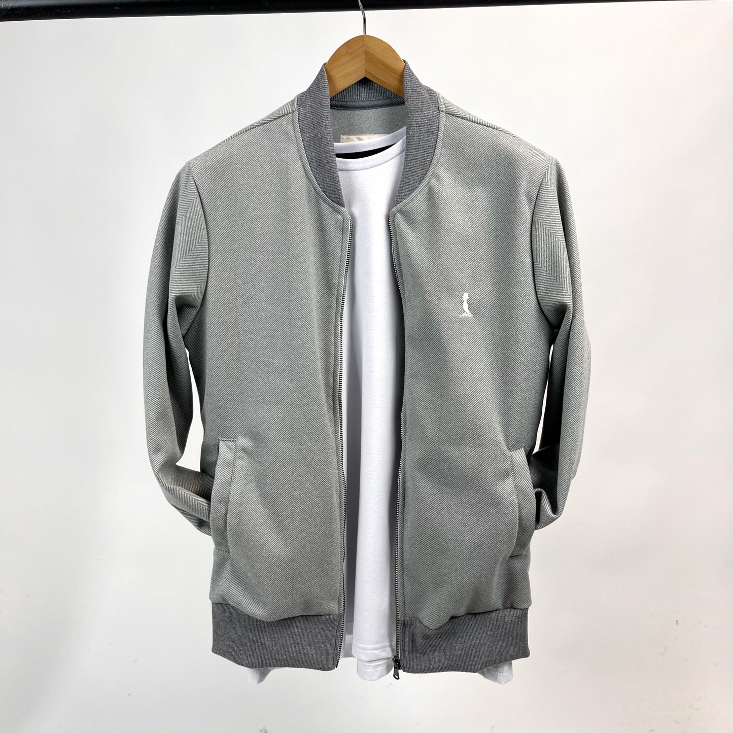 Bomber de paño color gris