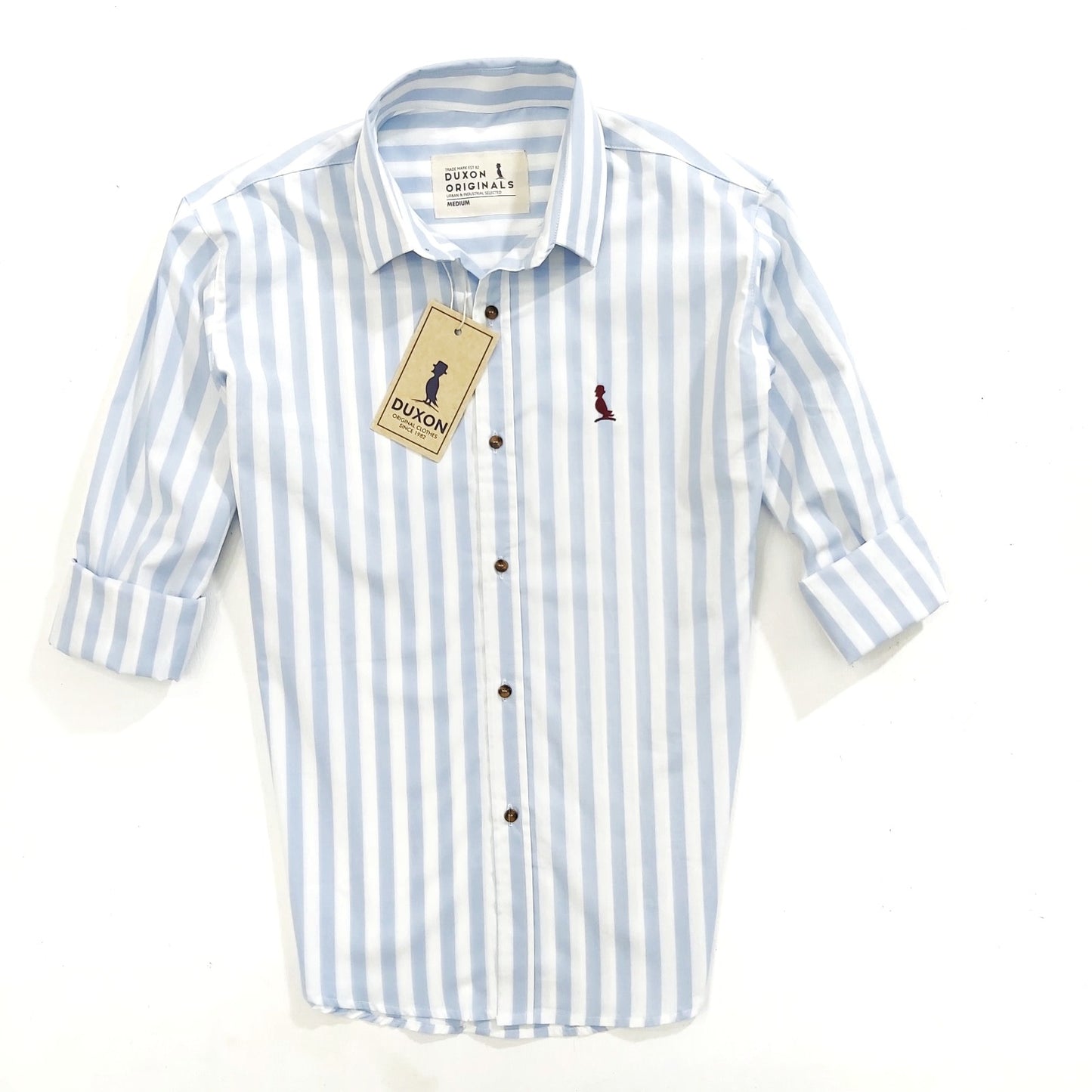 CAMISA CUELLO RAYADA AZUL CLARO