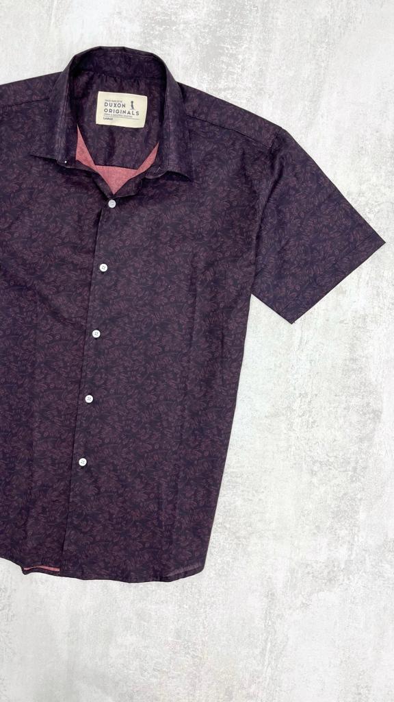 FLASH SALE 🔥🔥CAMISA MANGA CORTA BORDÓ ESTAMPADA ÚLTIMA TALLE L
