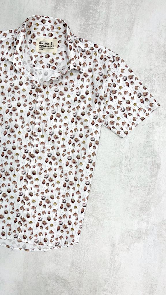 25% OFF ⚠️ CAMISA MANGA CORTA BLANCA ESTAMPADA ÚLTIMA TALLE L