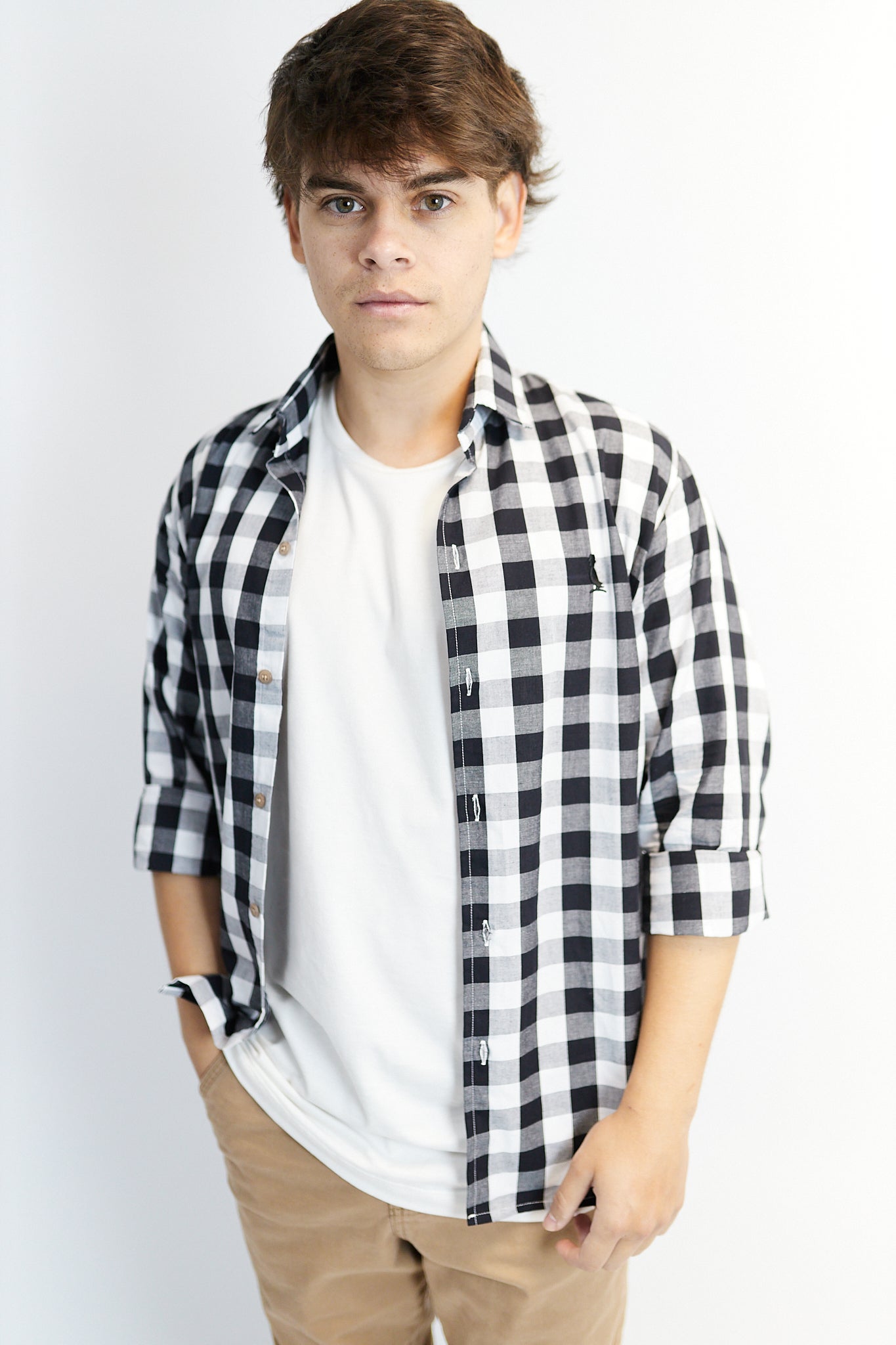 CAMISA CUADROS CUELLO ITALIANO