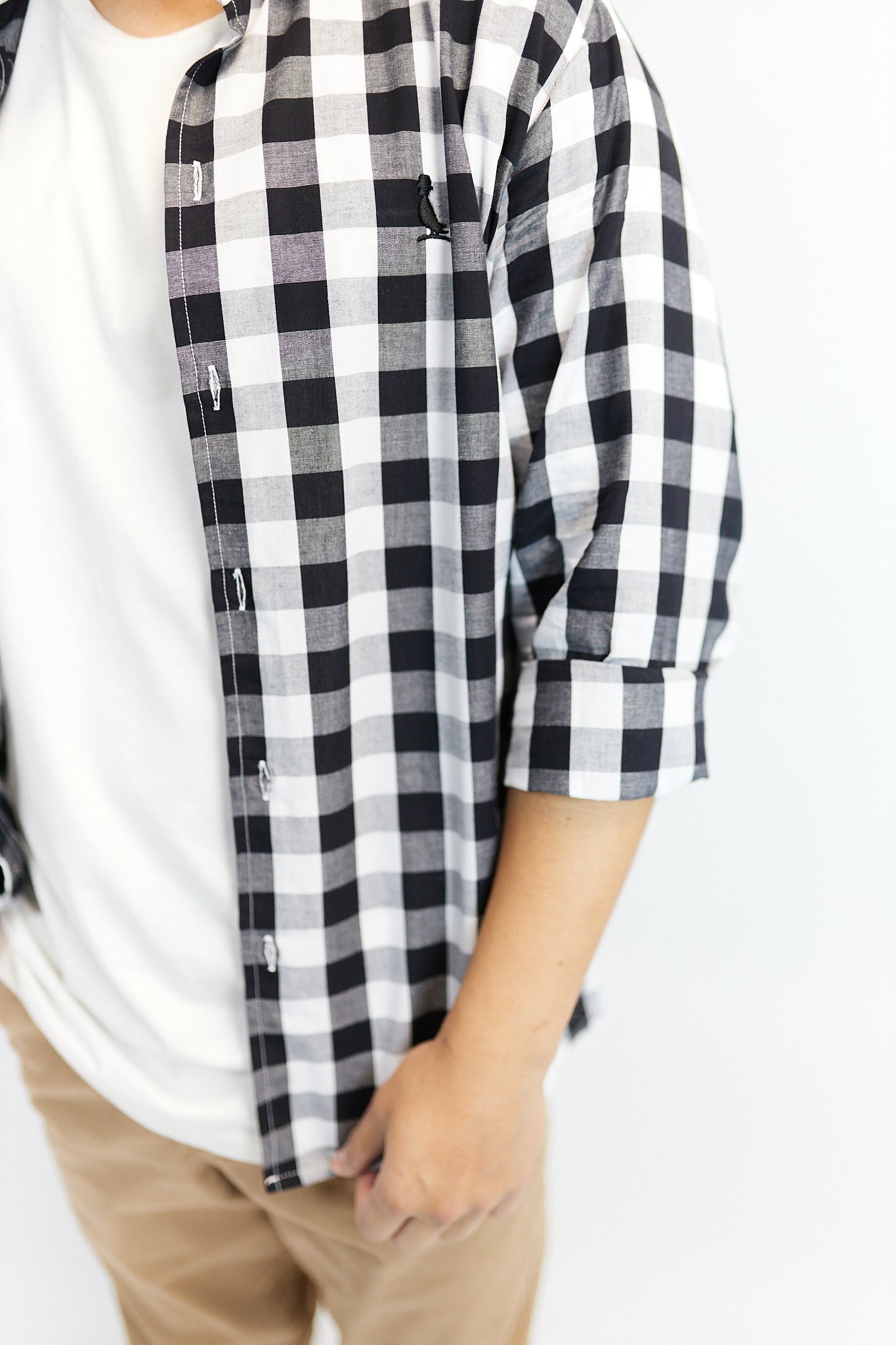 CAMISA CUADROS CUELLO ITALIANO