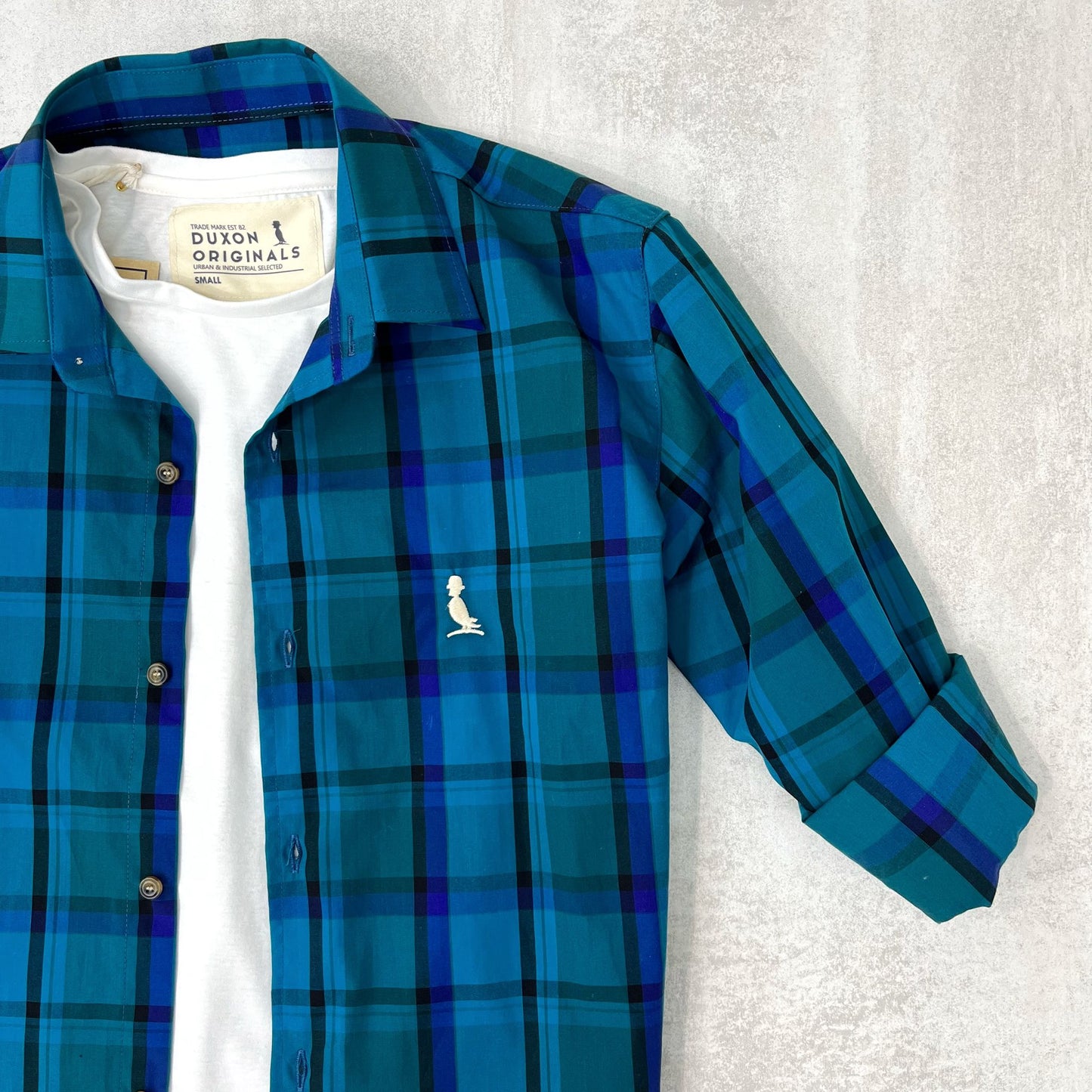 CAMISA A CUADROS TURQUESA Y AZUL