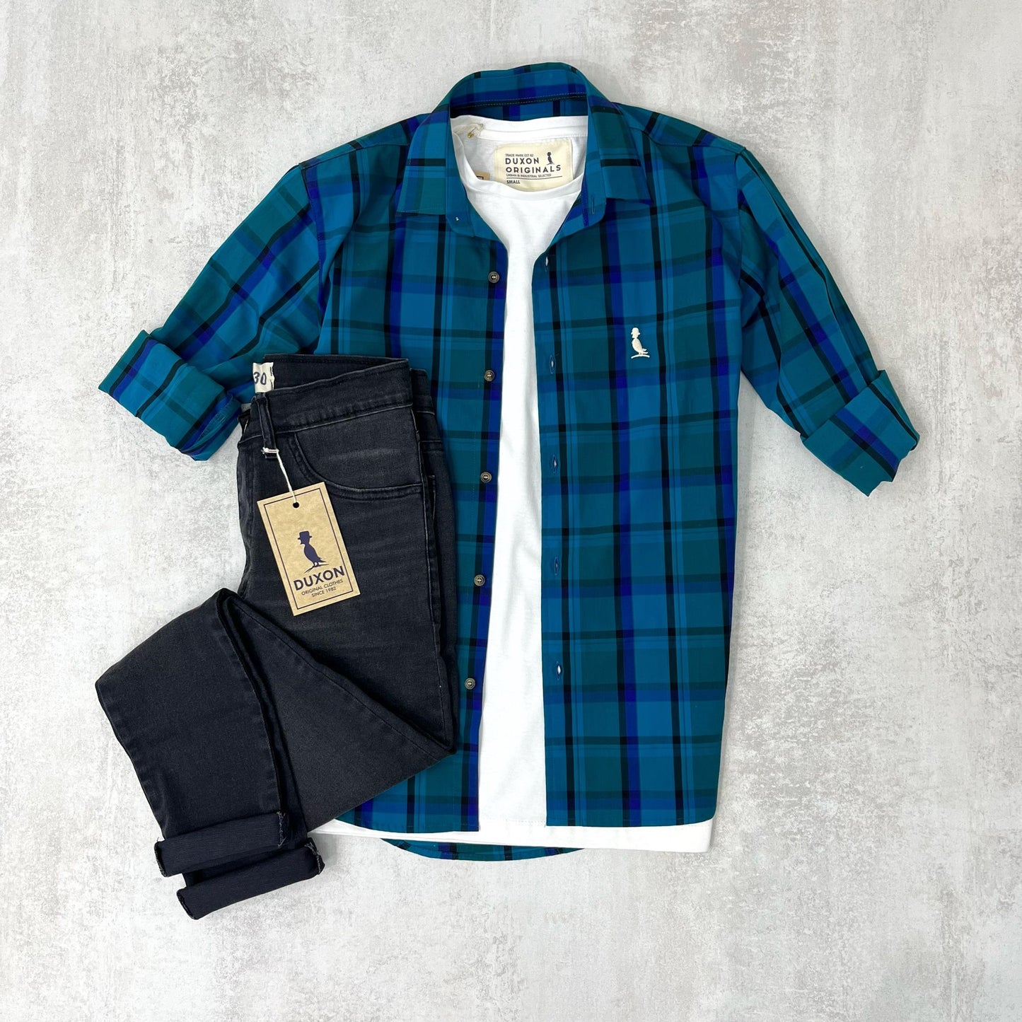 CAMISA A CUADROS TURQUESA Y AZUL