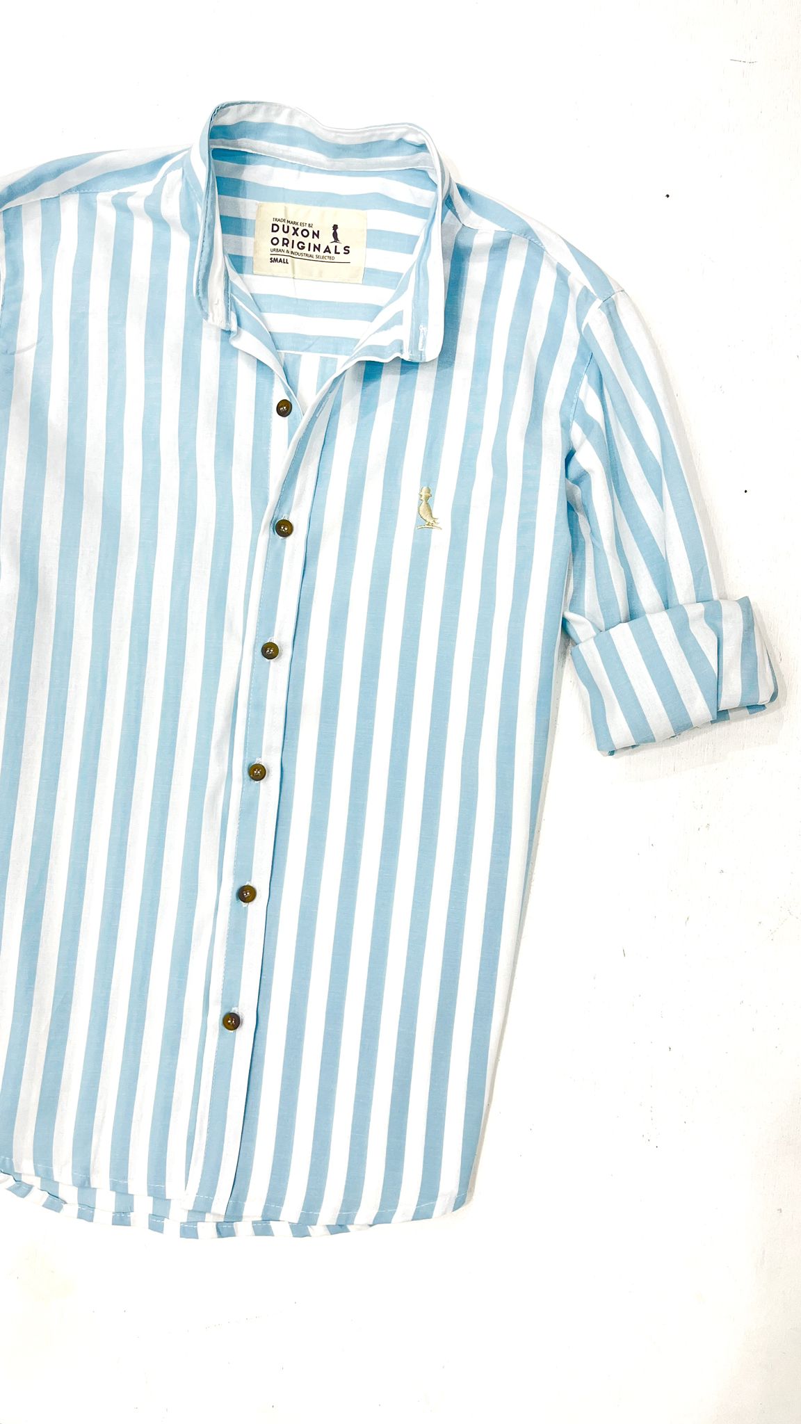 CAMISA MAO RAYADA TURQUESA