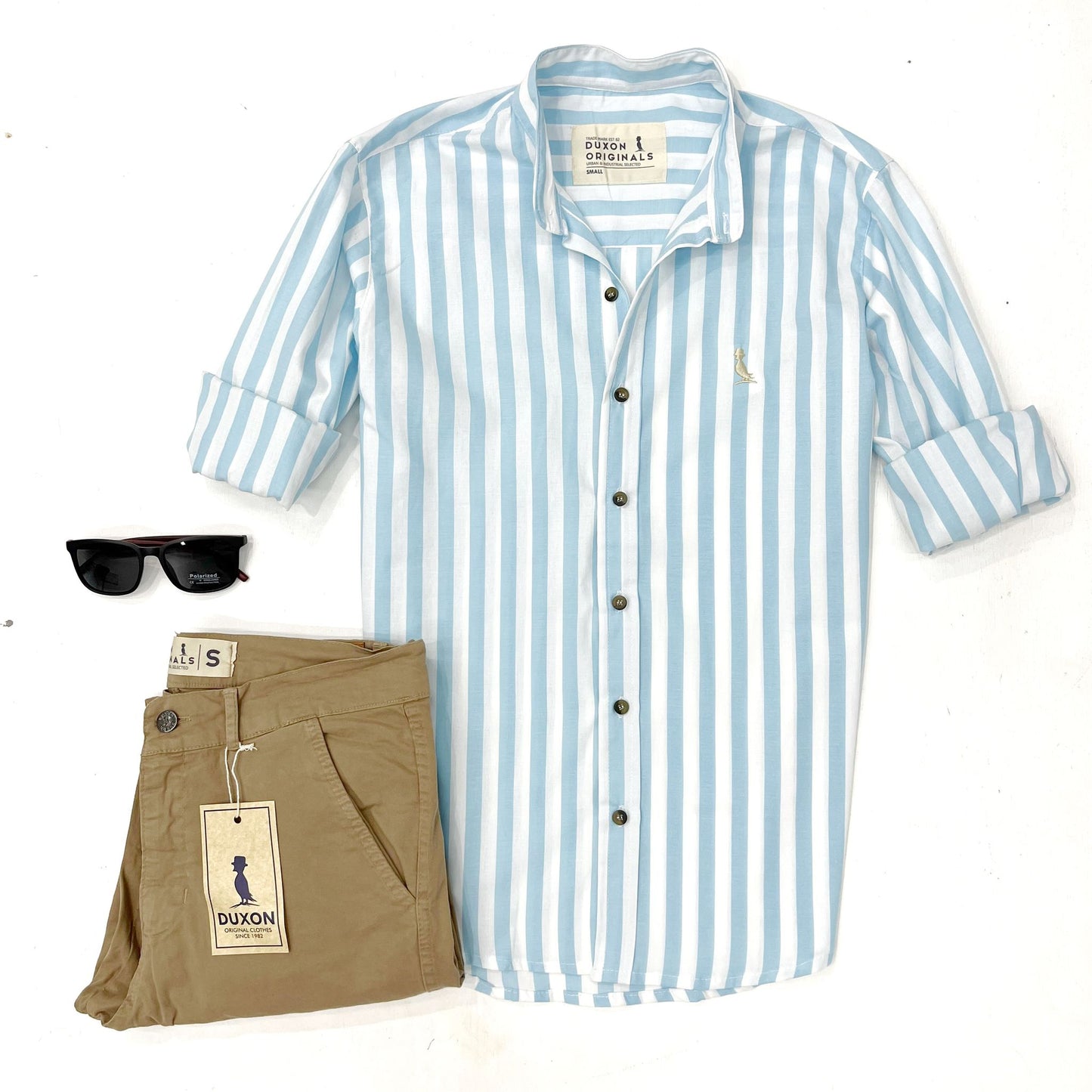 CAMISA MAO RAYADA TURQUESA