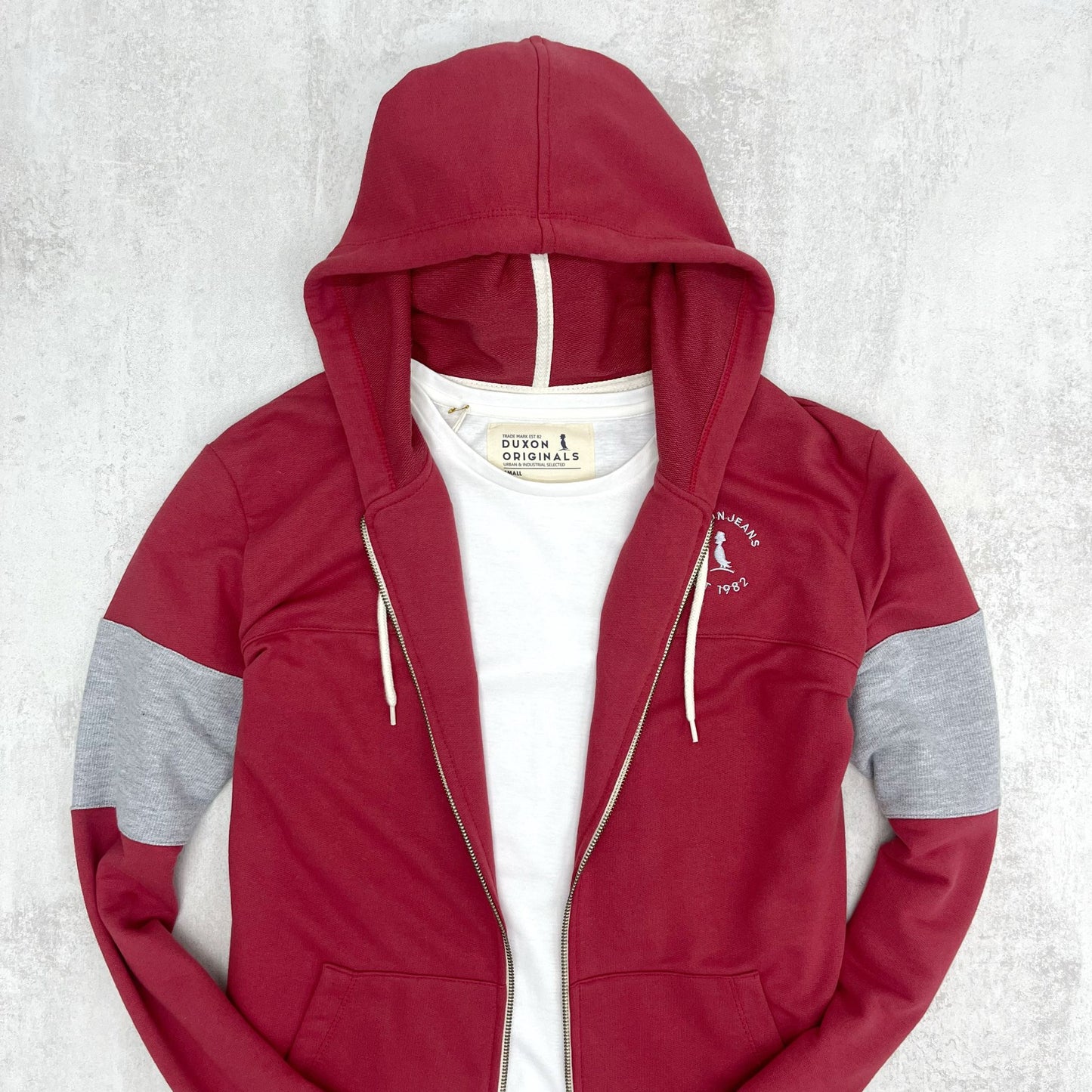 CAMPERA DUBAI ROJO Y GRIS