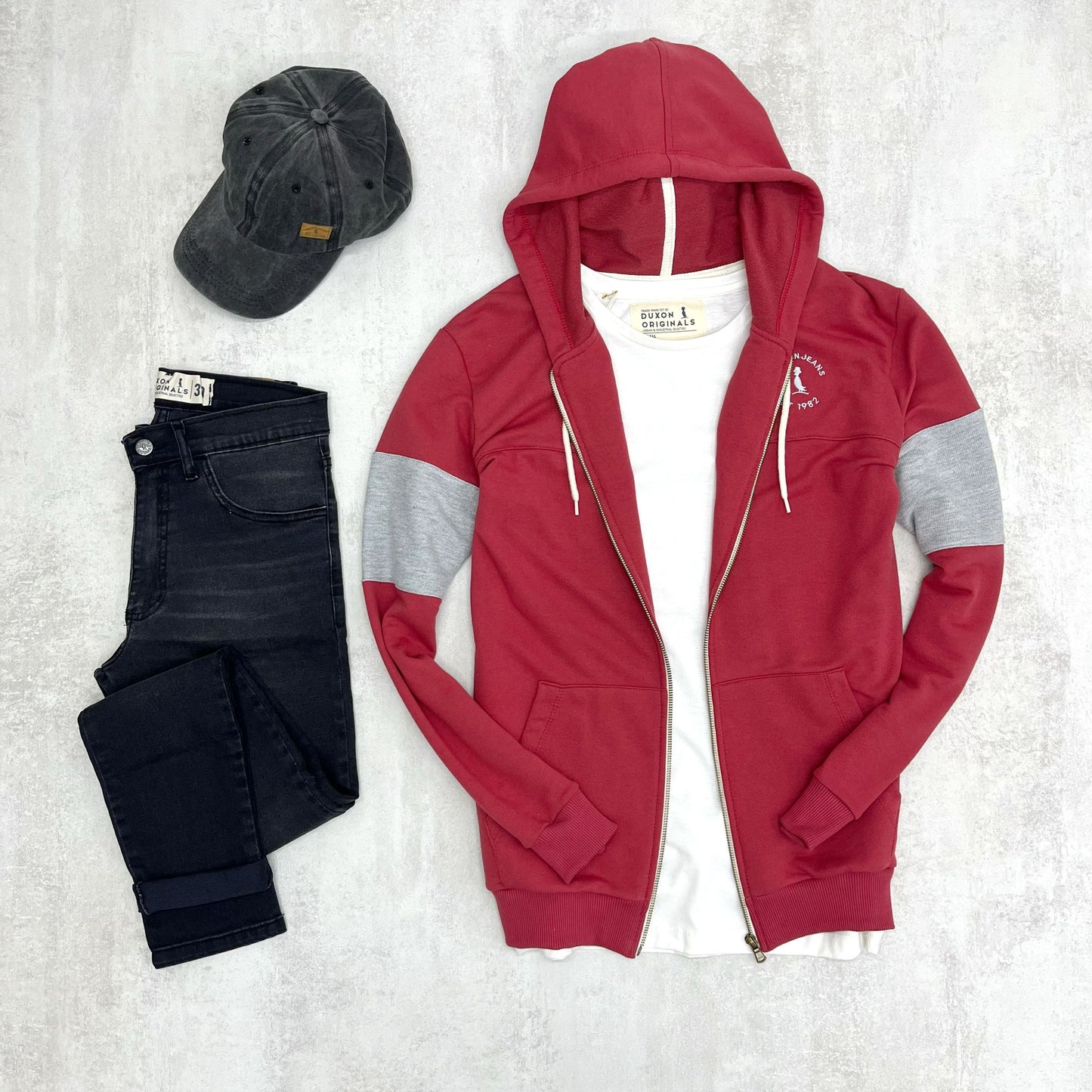 CAMPERA DUBAI ROJO Y GRIS
