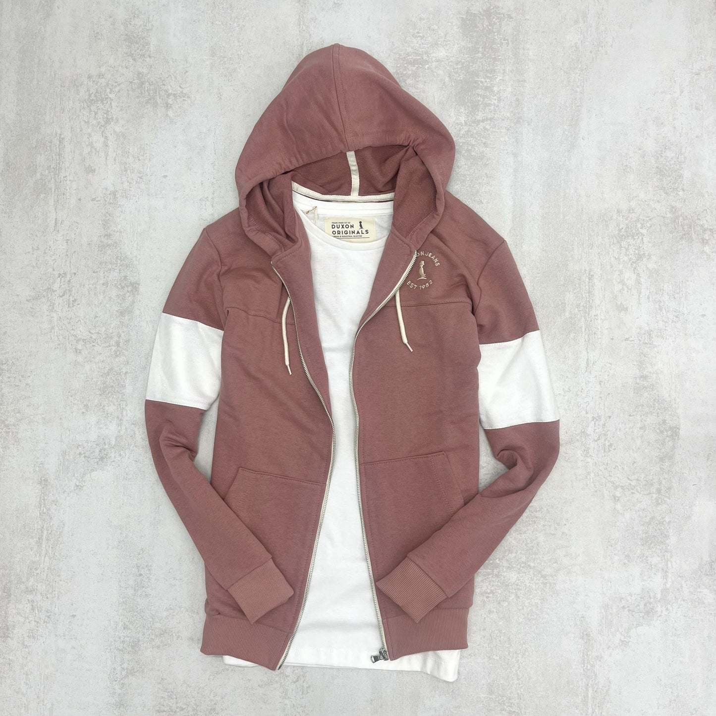CAMPERA DUBAI ROSA VIEJO Y BLANCO