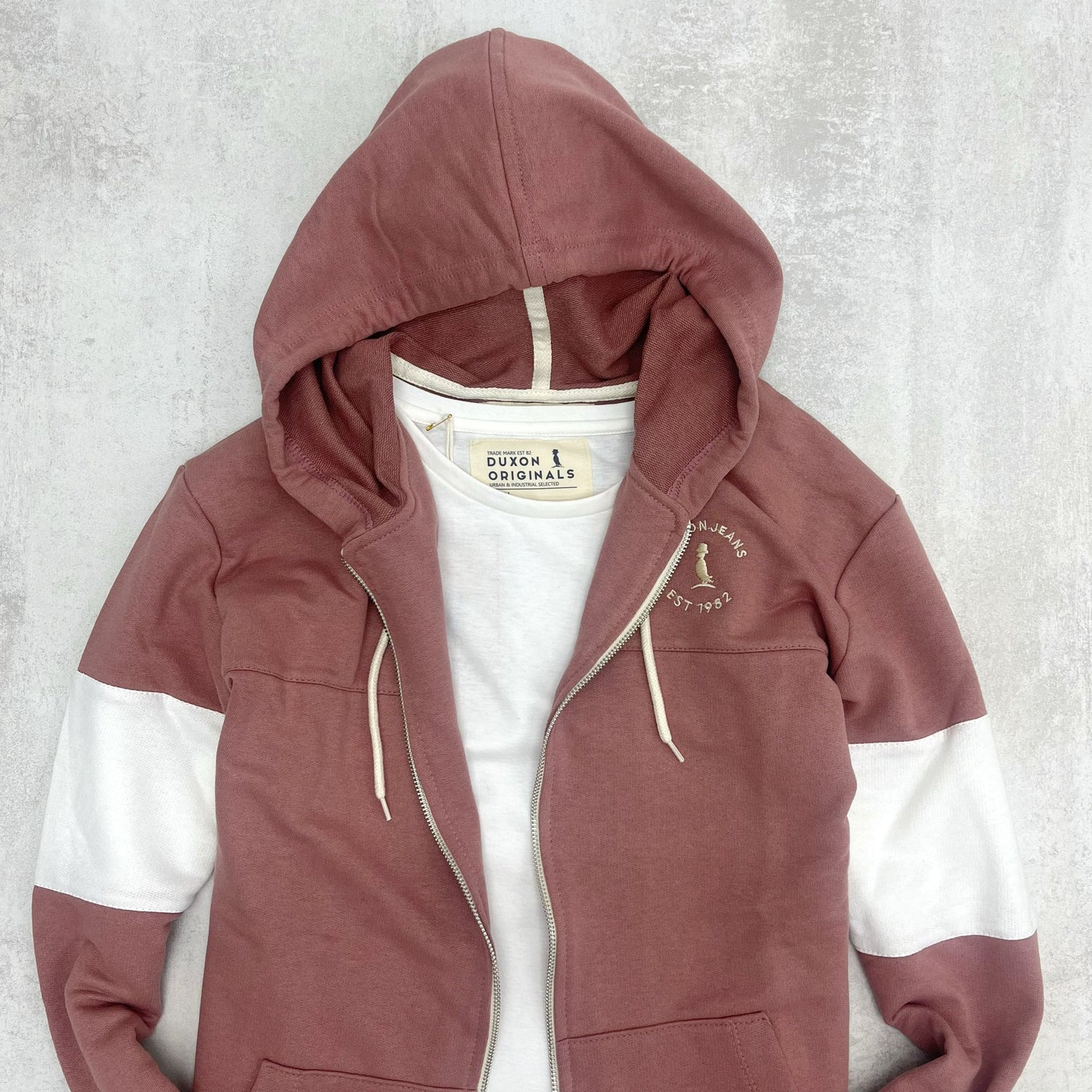 CAMPERA DUBAI ROSA VIEJO Y BLANCO