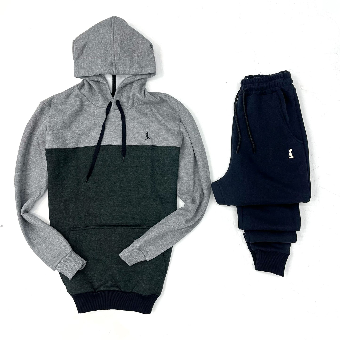 CANGURO COMBINADO GRIS OSCURO Y VERDE OSCURO