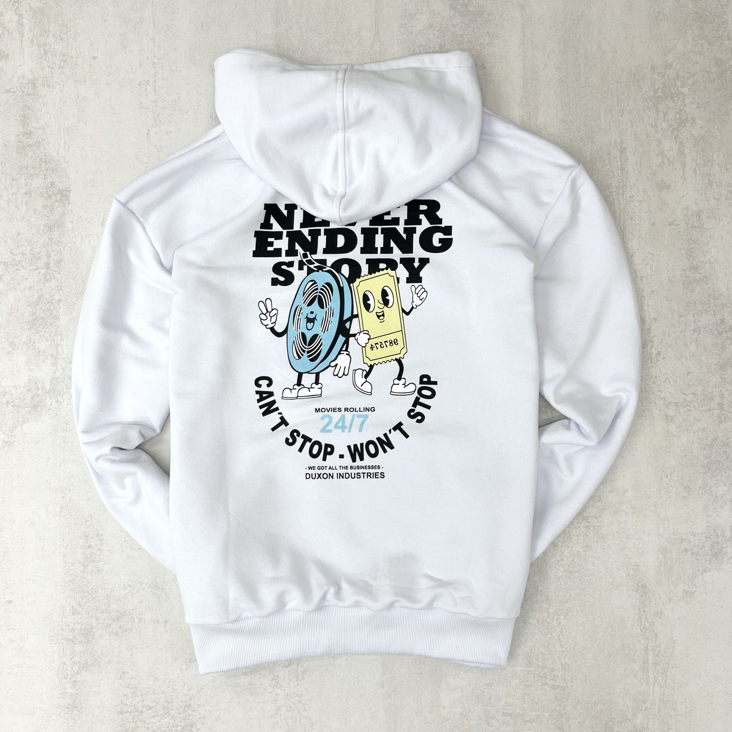 Setiembre 🔥 25% OFF 🔥CANGURO DOBLE ESTAMPA "NEVER ENDING STORY" COLOR BLANCO