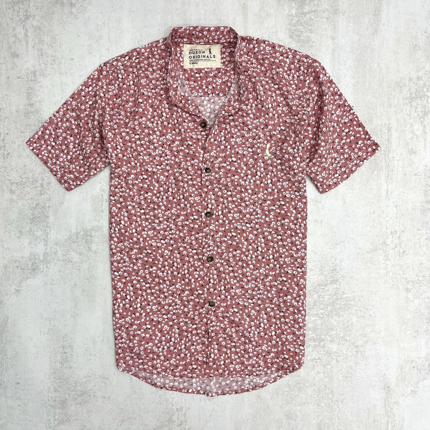 CAMISA MAO MANGA CORTA ROSA FLOREADA