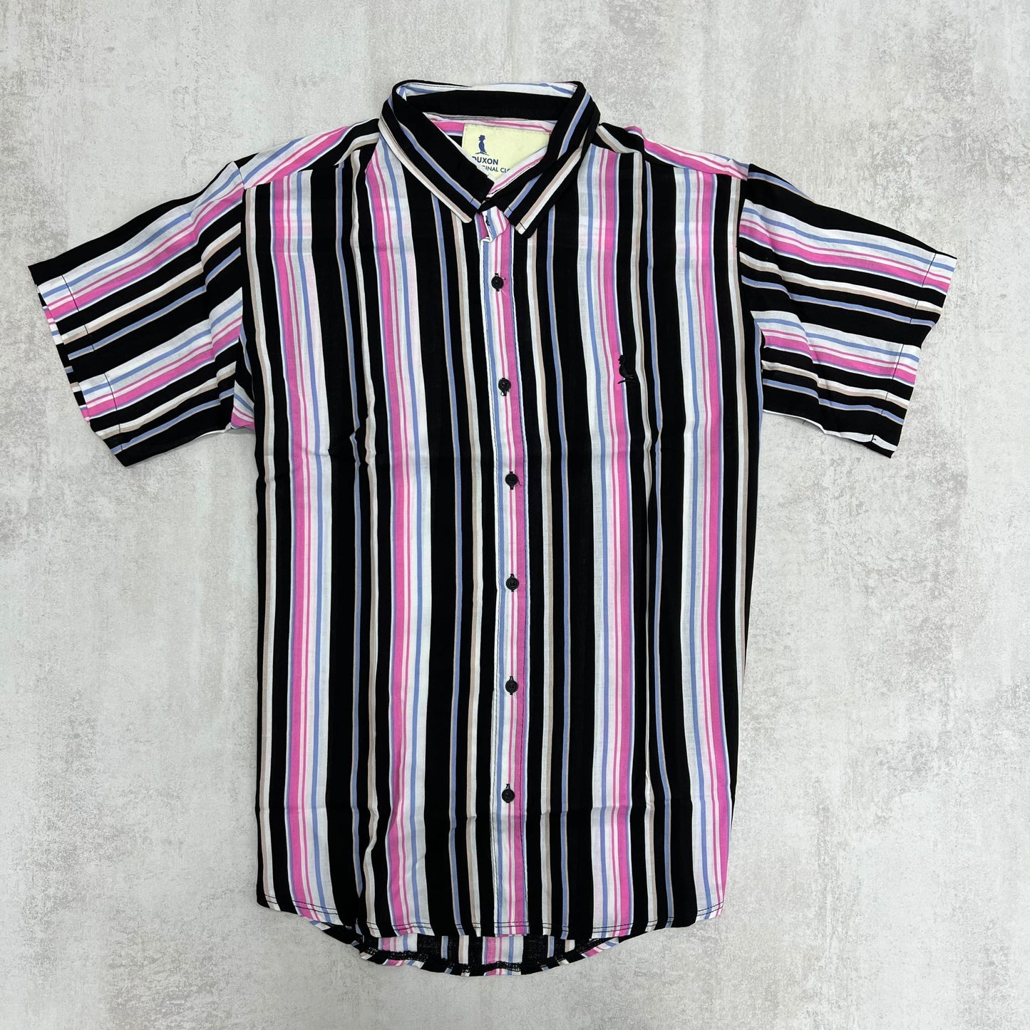 CAMISA A RAYAS MANGA CORTA ROSA