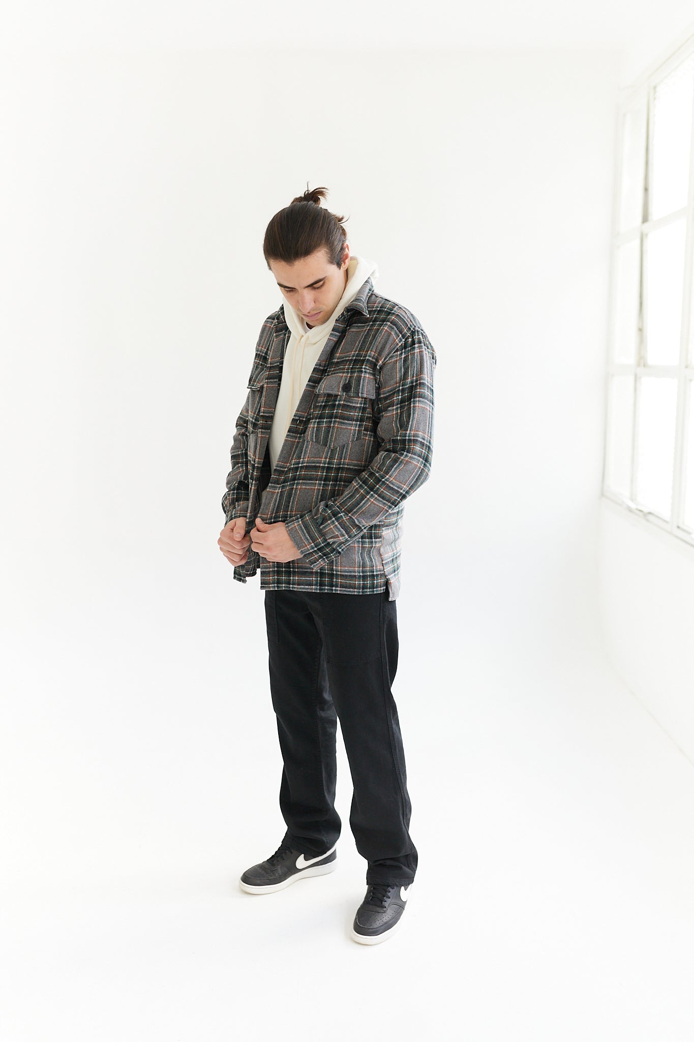 FLASH SALE 🔥50% OFF🔥SOBRECAMISA DE PAÑO COLOR GRIS, VERDE Y MARRÓN