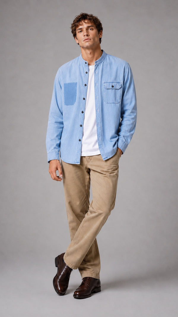 CAMISA DE JEAN CUELLO MAO