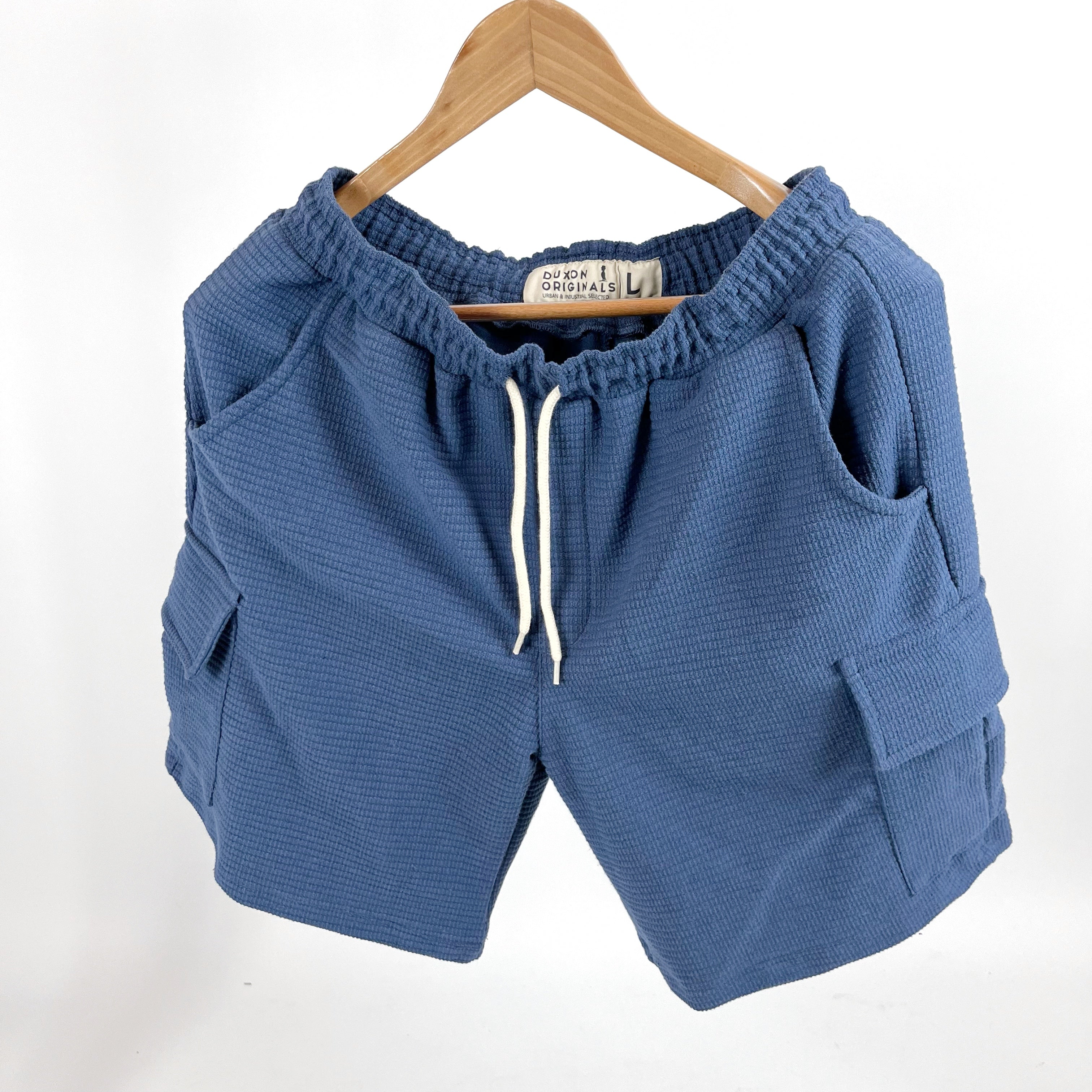 BERMUDA CARGO TELA WAFFLE Azul piedra
