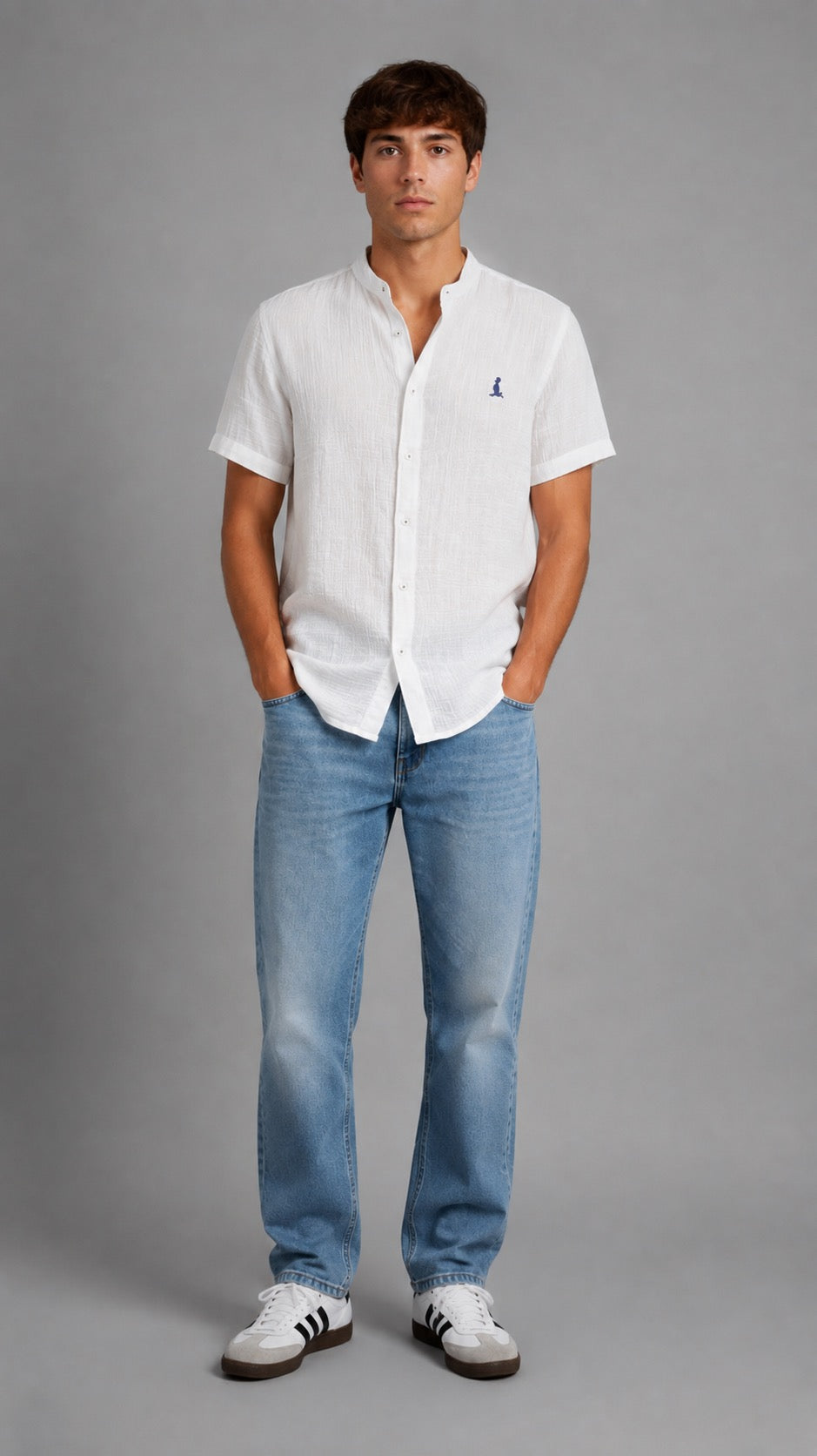 Camisa Cuello Mao manga corta