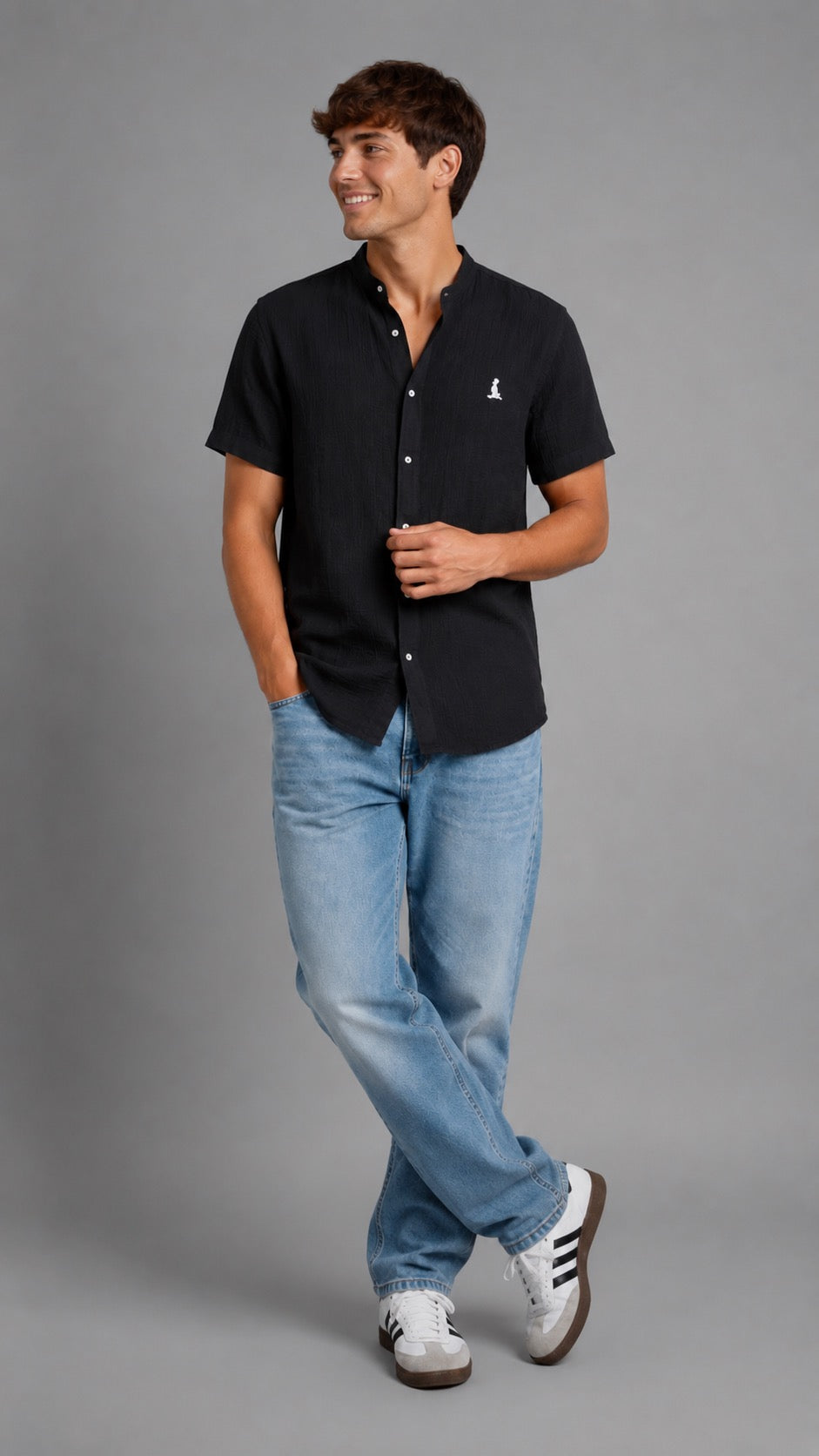 Camisa Cuello Mao manga corta