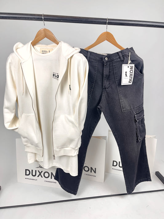 Campera básica natural de algodón con felpa