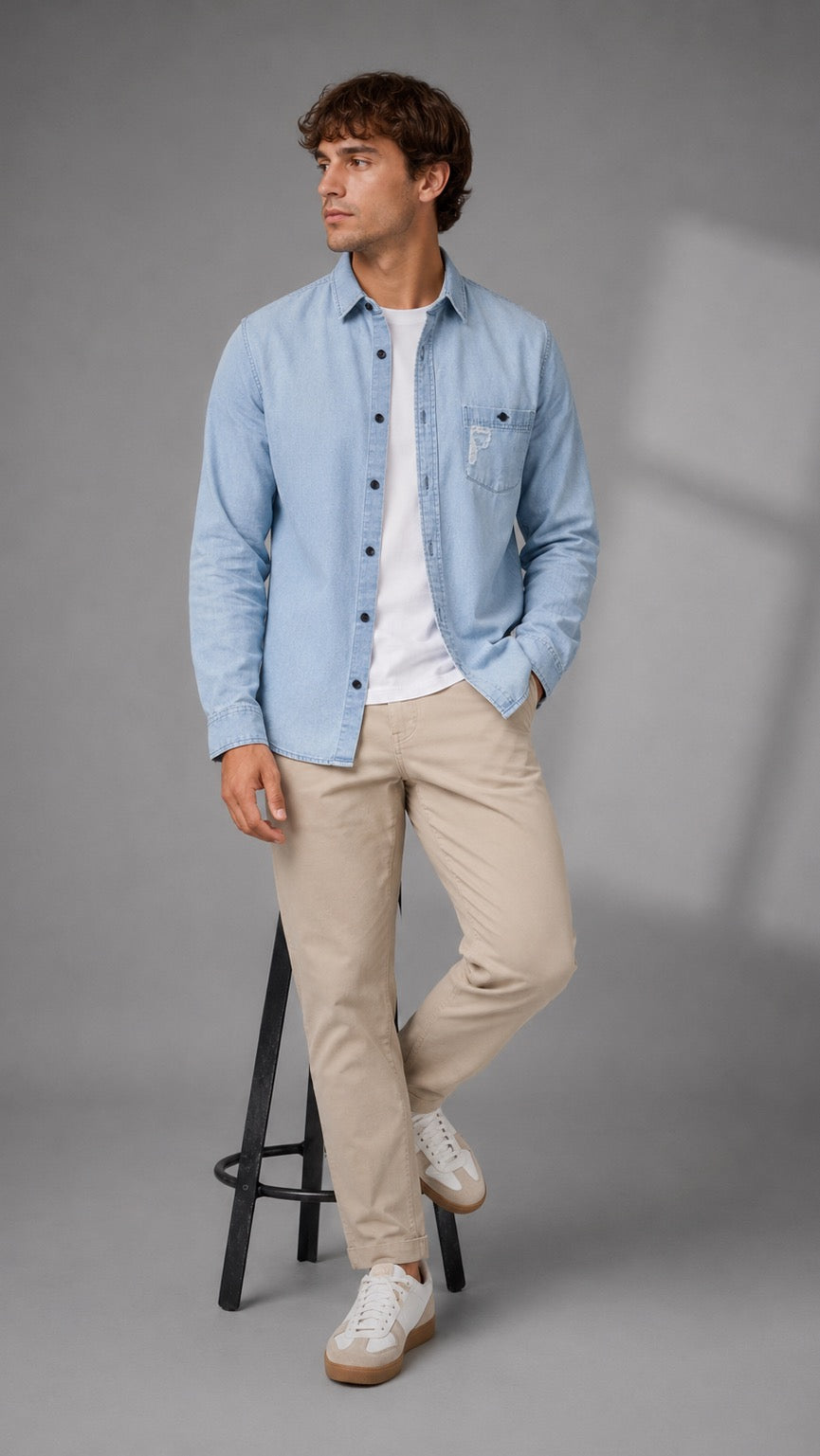 CAMISA DE JEAN CUELLO ITALIANO
