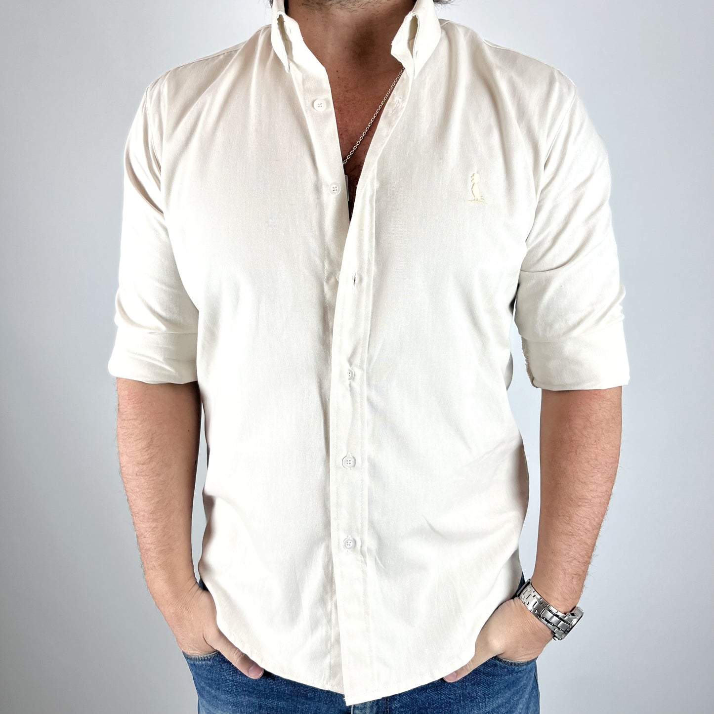 CAMISA CUELLO ITALIANO BEIGE