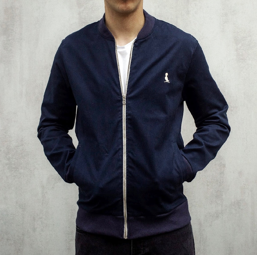 BOMBER ARIZONA DE GABARDINA AZUL MARINO
