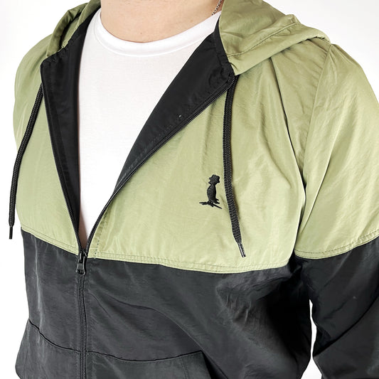 CAMPERA DE NYLON "GLAM" VERDE Y NEGRO