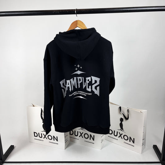 Canguro OVERSIZE doble estampa “Sample” color negro