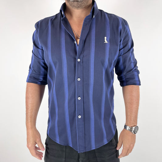 CAMISA RAYAS ANCHAS AZUL MARINO