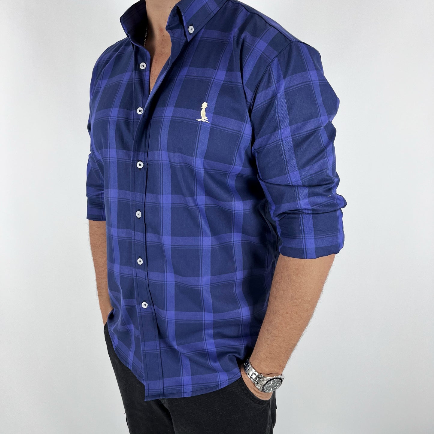 CAMISA CUADROS GRANDES EN AZUL Y CELESTE.