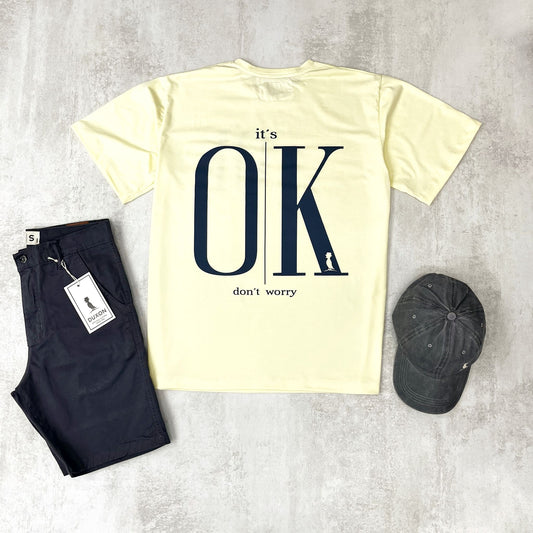 REMERA DOBLE ESTAMPA "IT'S OK" COLOR AMARILLO CLARO OVERSIZE