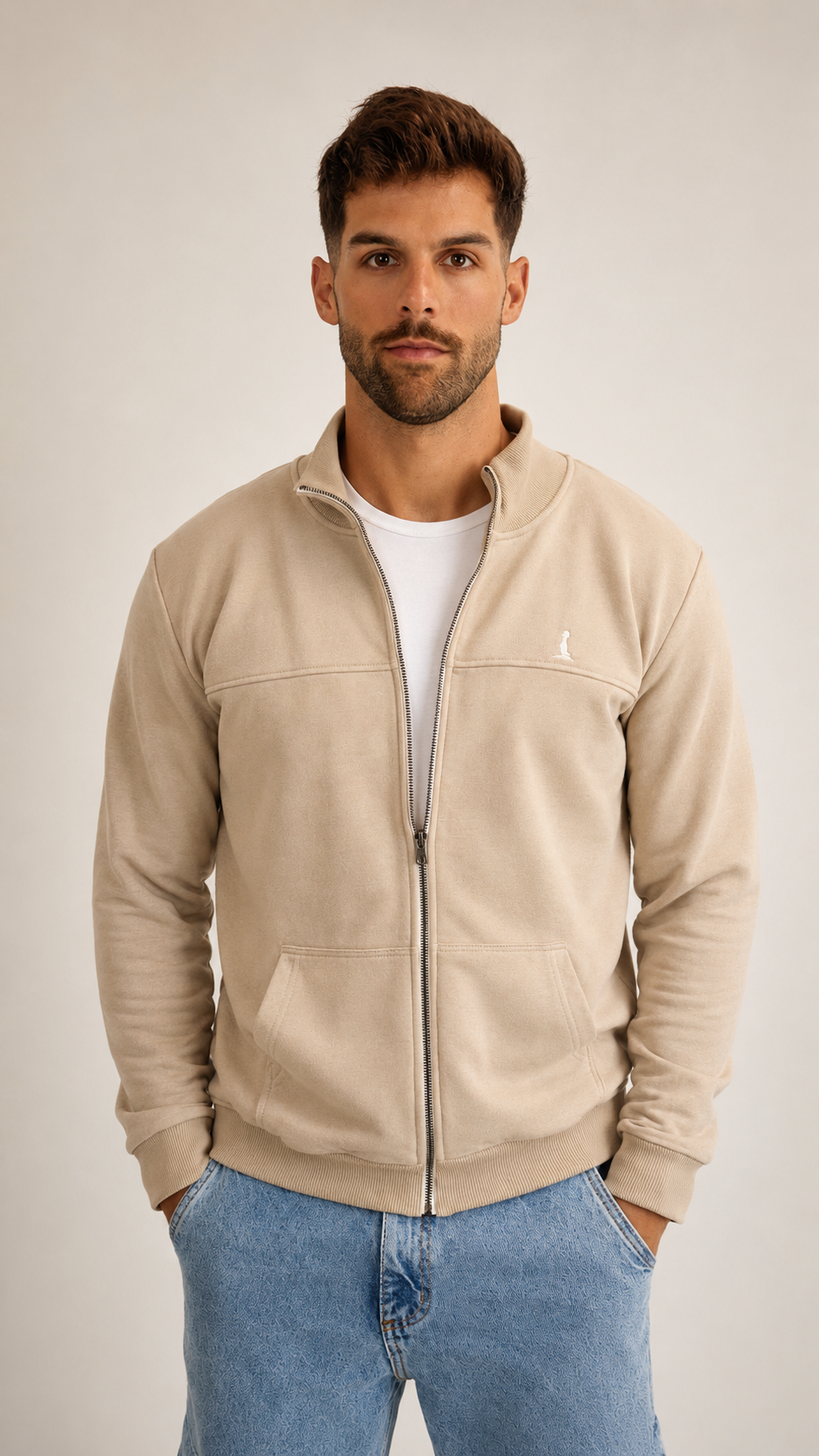 Campera BOSTON con corte color Beige