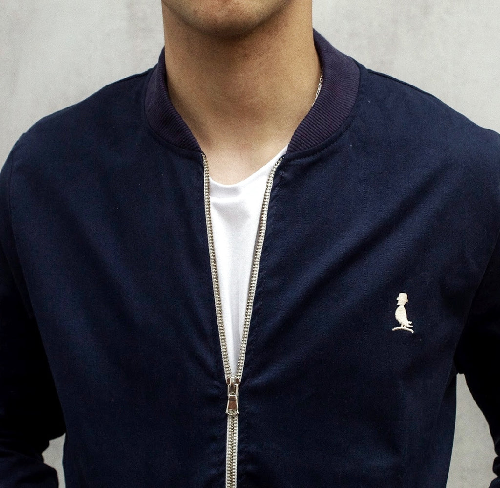 BOMBER ARIZONA DE GABARDINA AZUL MARINO