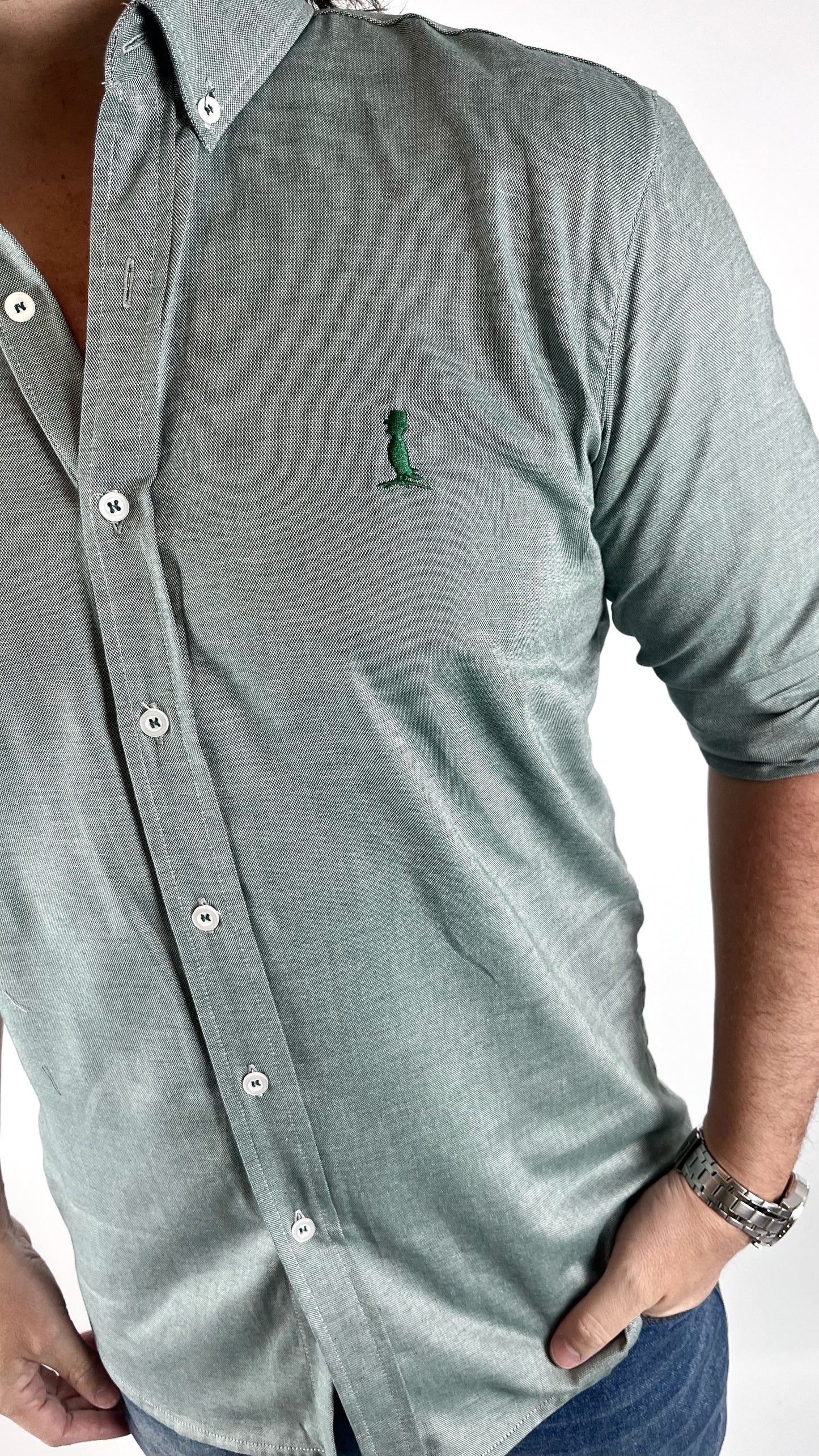 CAMISA CUELLO ITALIANO VERDE