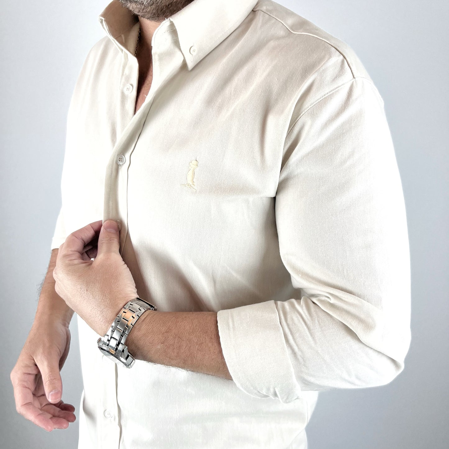 CAMISA CUELLO ITALIANO BEIGE