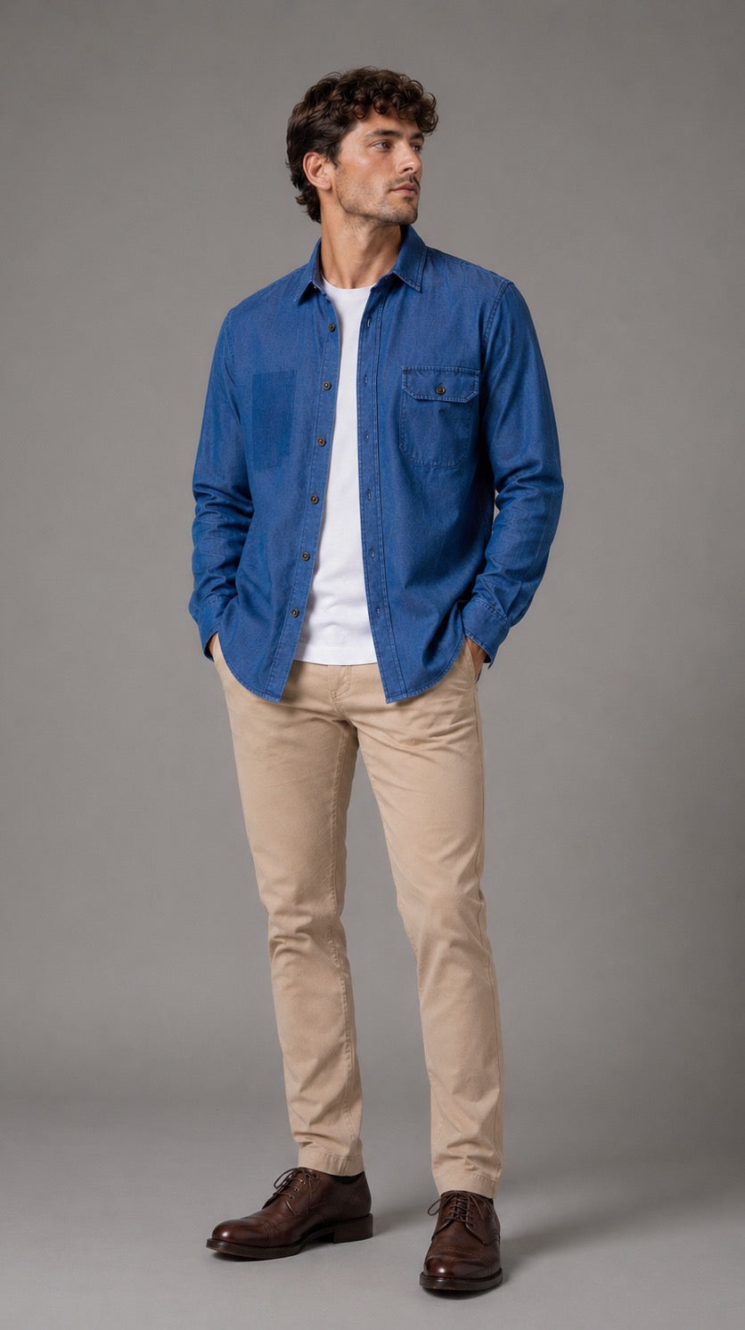 CAMISA DE JEAN CUELLO ITALIANO