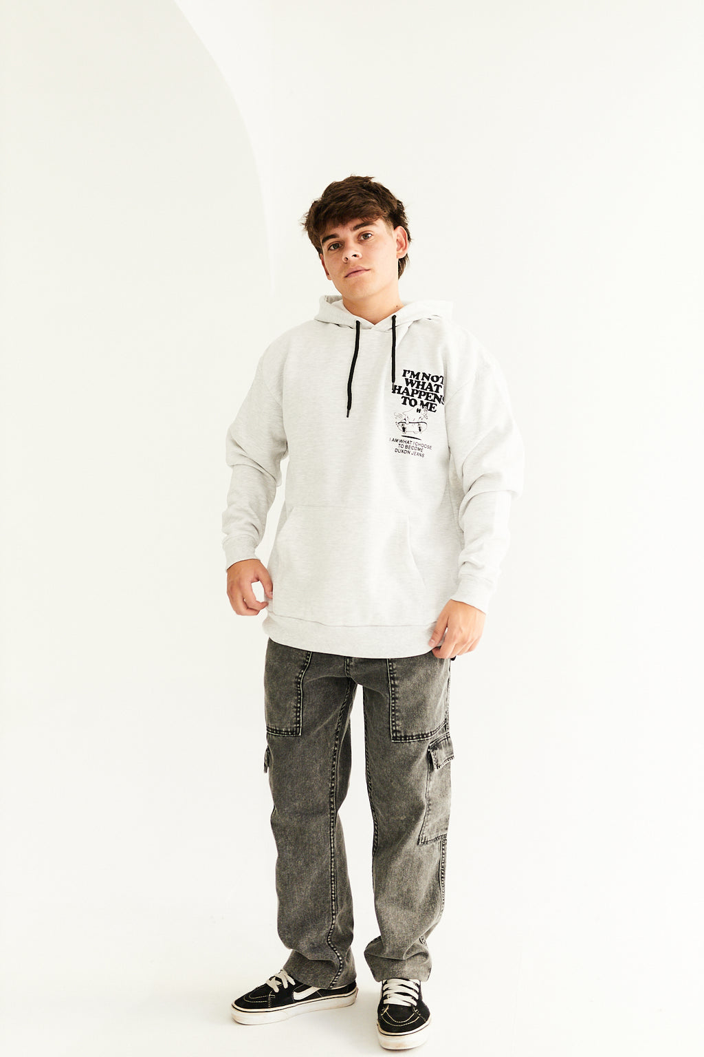 20% OFF🔥 CANGURO OVERSIZE DOBLE ESTAMPA “GHOST” COLOR GRIS CLARO MELANGE