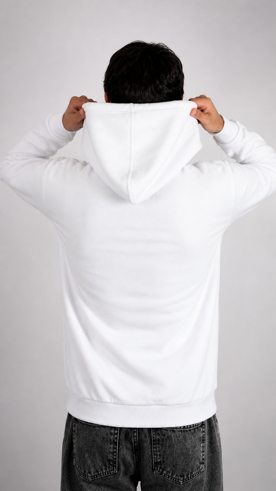HOODIE WITHE, BLACK LOGO