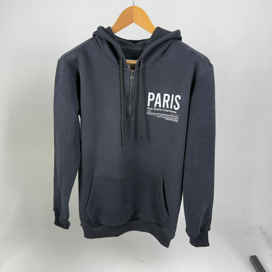 Canguro medio cierre “Paris” en negro con estampa blanca